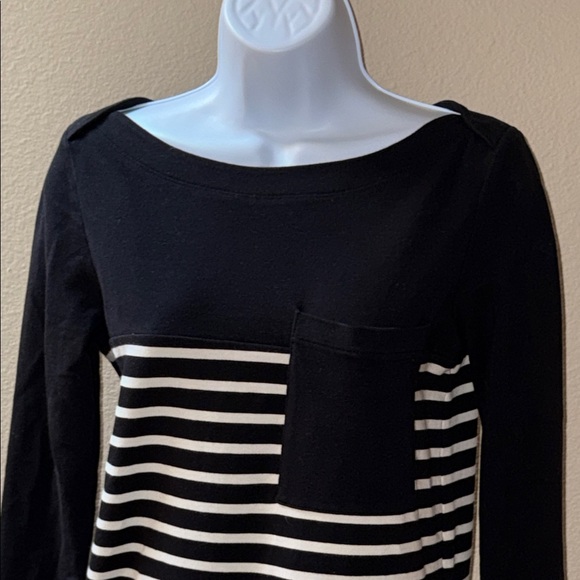Barbour Black and White Striped Long Sleeve Nautical Top Women’s Size 4 - Picture 2 of 7